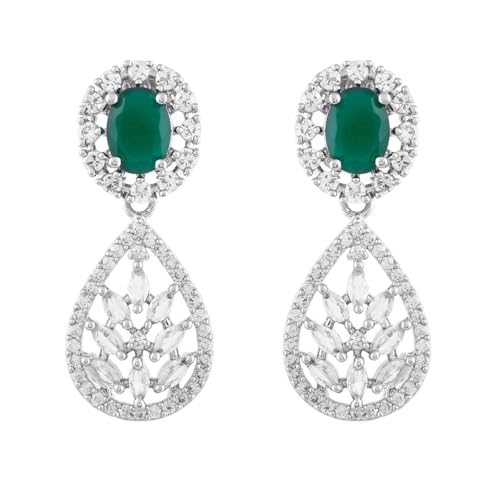 VOYLLA Sparkling Elegance Radiant Reverie American Diamond Necklace Set |Necklace Sets For Women| Short Necklace Set For Women|Wedding|Party|Gift For Women|American Diamond|Cz Necklace Sets|