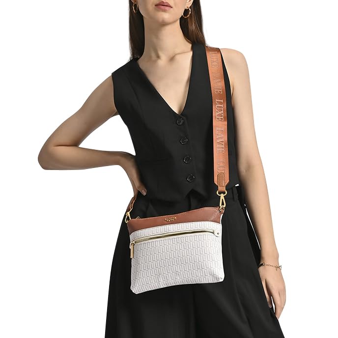 Lavie Luxe Women's Mono Quick Top Zip Crossbody Box Sling Bag | Ladies Purse Handbag | Gift for Women