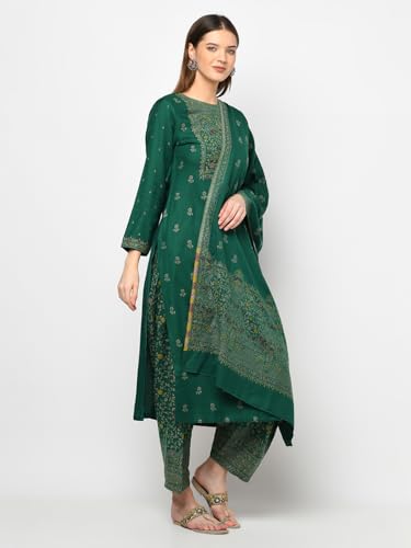 AFSA Women Winter Acro Wool Woven Suit With Stole Unstitched Dress Material For Winter Wear