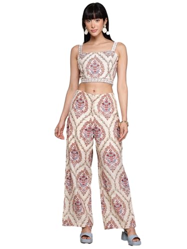 Label RITU KUMAR Ecru Caprese Top With Pant Co-Ord Set