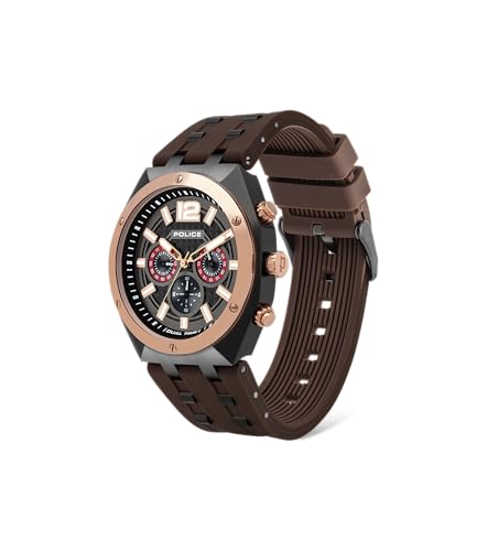 Police Quartz Multifunction Brown DIAL Silicone Strap Watch for Men-PL15995JSBR61PW