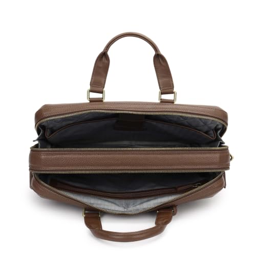 Da Milano Leather Laptop Bag for Men & Women | Textured Leather Laptop Messenger Bag | Ideal for Office Purpose | Fits Upto 15" Laptop - Mocha Brown