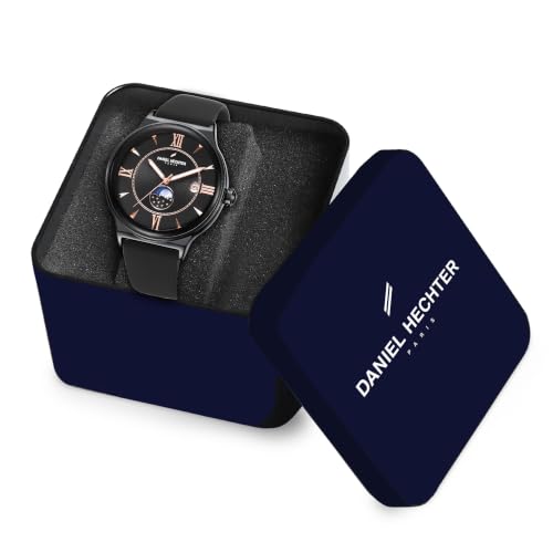 Daniel Hechter Paris Round Dial Watch for Men with Roman Indices, Stylish Silicone Strap, Water Resistant & Quartz Movement