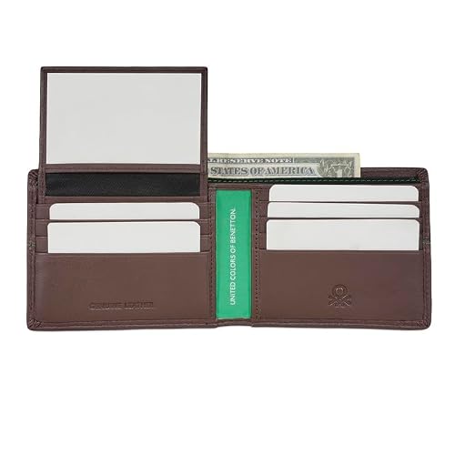 UNITED COLORS OF BENETTON Guntero Leather Passcase Wallet- Brown, No. of Card Slot : 12