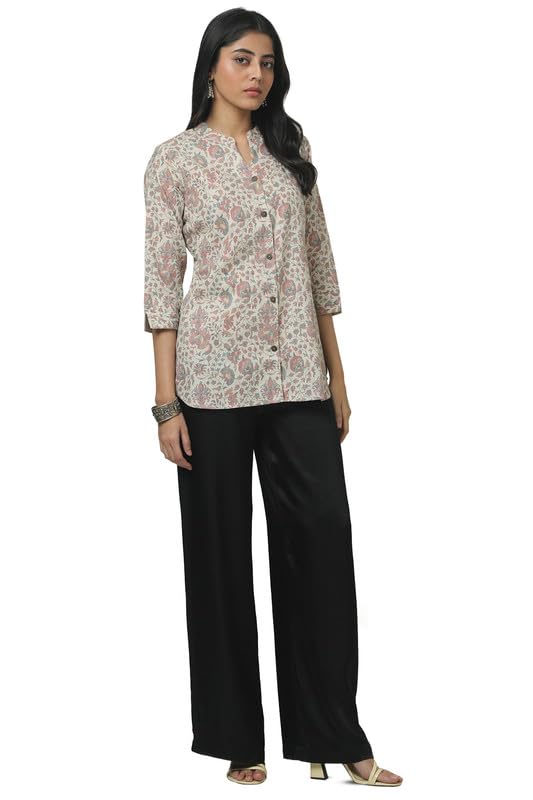 Soch Womens Beige Linen Ethnic Motifs Tunic