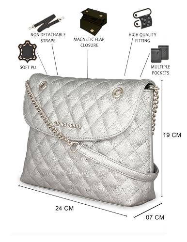 FLYING BERRY Women's Sling Bag (FB-2354_Silver)