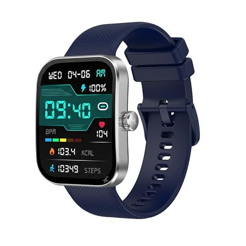 Fastrack Revoltt FS3 Smartwatch with 2.01” TFT Display,Push Button Interactions, HRM, SpO2, Sleep, Multiple Menu Style, Rotary Crown, IP68, BT Calling, 24/7 Health Suite, Alarm, Stopwatch - Dark Blue