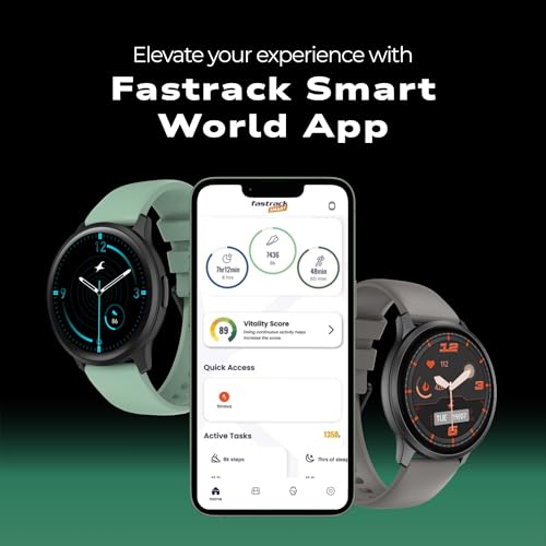 Fastrack Jupiter R3 1.38" Ultra UV Round Display with Nitro Fast Charging,Single Sync BT Calling, HRM, SPO2, Upto 5 Days Battery Life Smart Watch for Man & Woman - Sage Green