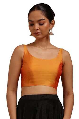 Soch Womens Mustard Art Silk Solid Padded Blouse