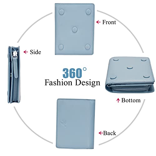 HORNBULL Cathy Sky Blue RFID Blocking Leather Wallet for Women