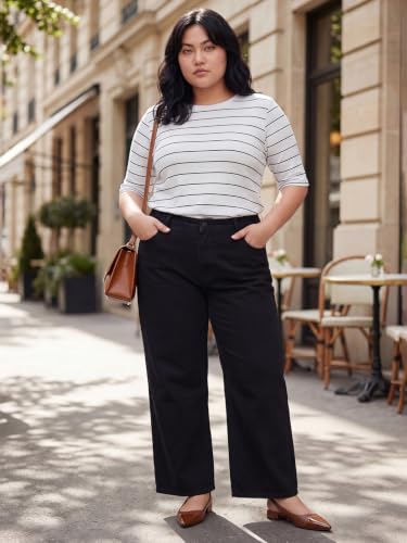 Max Women Striped T-Shirt (White_6XL)