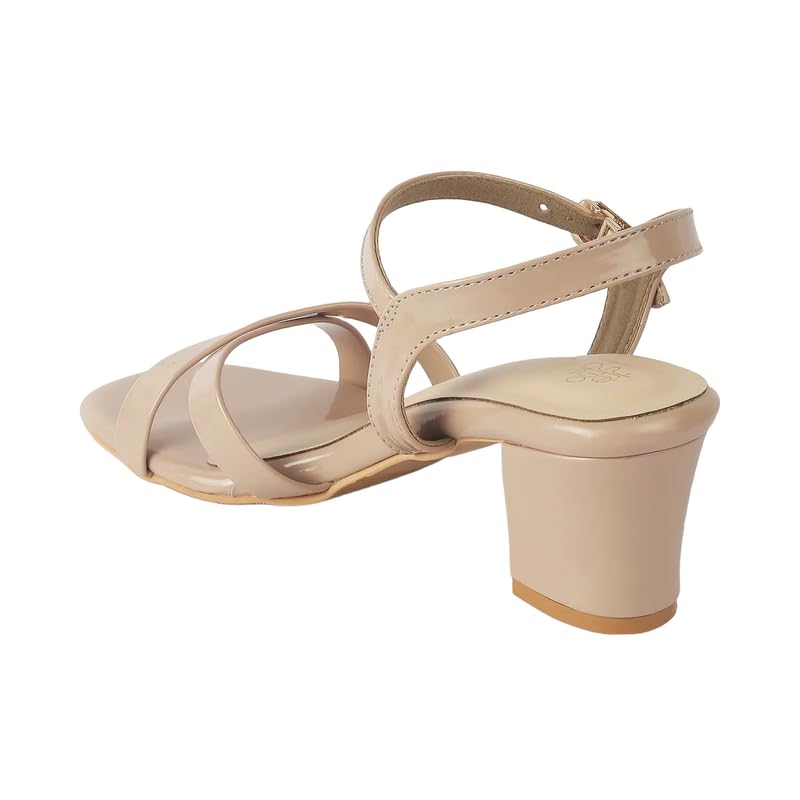 tresmode Roc Women's Beige Dress Block Heel Sandals in Size 3 UK / 36 EU