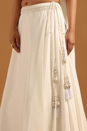 Soch Womens Off White Crepe Embellished Lehenga Choli Set With Beaded