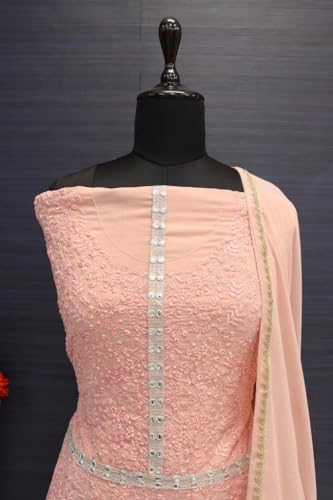 RUDRAPRAYAG Georgette and Santoon Embroidered Anarkali Gown for Women