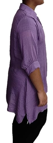 HAPPENING Plus Size Women Rayon Cotton Comfort Fit Long Top/Tunic with Irregular Bottom - Pink/Blue/Purple Color - Non Stretch Fabric to Fit Bust Size 38" inches to 40" inches Max (Purple)