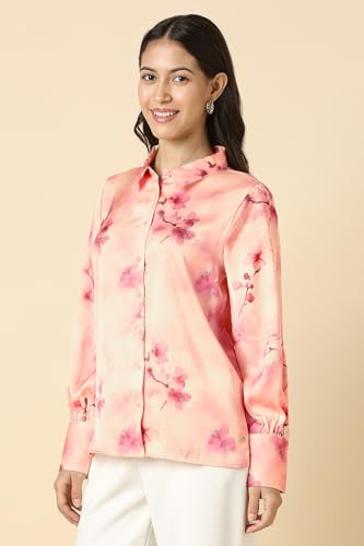 Women Peach Print Long Sleeves Shirt