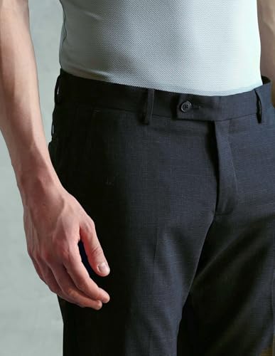 Arrow Men's Mid Rise Heathered Trousers (ARAEOTR2186_Navy_32)