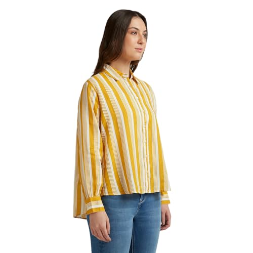 Pepe Jeans Women's Relaxed Fit Shirt (PL305065_Mustard Brown