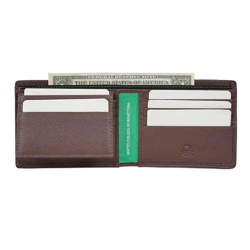 UNITED COLORS OF BENETTON Guntero Leather Passcase Wallet- Brown, No. of Card Slot : 12