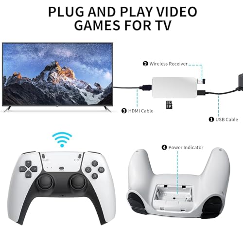 4K Wireless Retro Game Console Stick with 2 Controllers, Built-in 23+ Emulators with 20,000+ Games, 64GB Memory Card, HDMI Plug and Play TV Video Game Console, 2.4GHz Wireless