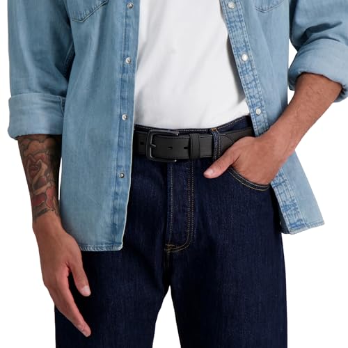 Levi's Casual Belt-Dress for Men Jeans with Thick Strap and Buckle, Matte Black, Small (30-32)