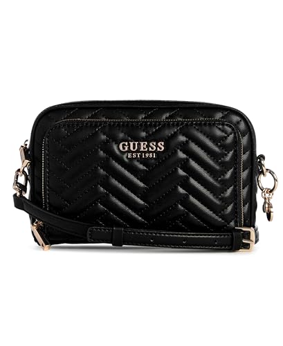 Guess Women Black Quilted Anning Crossbody Camera Bag