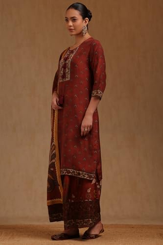 Soch Women's Muslin Salwar Suit Set (EWA5CD22280_Rust