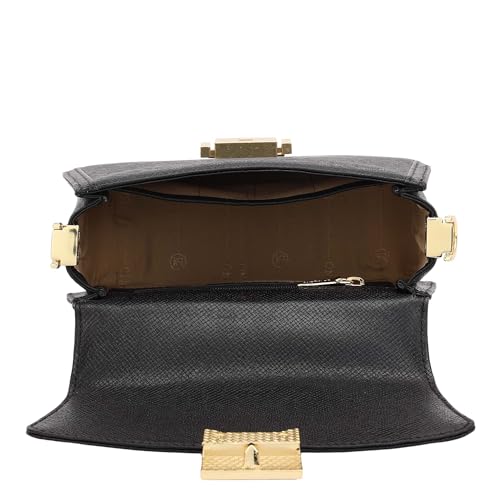 Da Milano Leather Black Satchel Bag for Women (01019SOL)