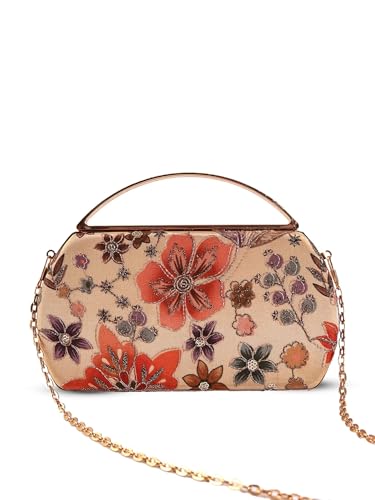 THE TAN CLAN Petal Beige Capsule Clutch | Structured Capsule-Shape Evening Bag for Women | Party & Wedding Clutch Purse