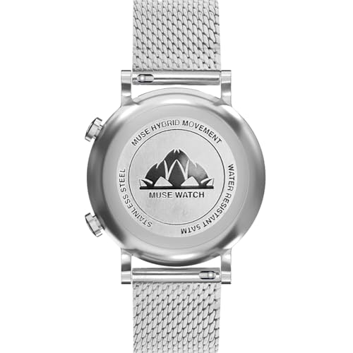Muse Grandeur Milanese Edition Hybrid Smartwatch for Men & Women with Bluetooth Connectivity, Step Counter, Sleep Monitoring, 5ATM Water Resistant (40MM, Shiny Silver Green)