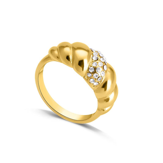 PALMONAS Zirconia Croissant Gold Ring for Womens - Waterproof & Anti-Tarnish