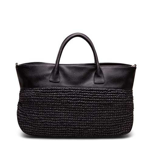 Anne Klein EW Tote with Floral Applique, Black, Black, X- Large