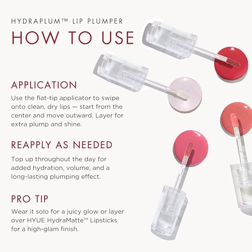HYUE HydraPlump™ Lip Plumper | 4 ml | Long-term Plumping Effect & Hydration | Non-sticky Formula with Cooling Ice Cube sensation | Jojoba Oil, vit E & Pomegranate Extract | Flat-tip Applicator