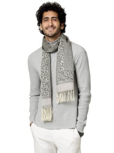 Ravaiyaa - Attitude is everything Men's Geometric Pattern Woolen Muffler Casual Winter Wool Muffler Scarf (Dark Grey)