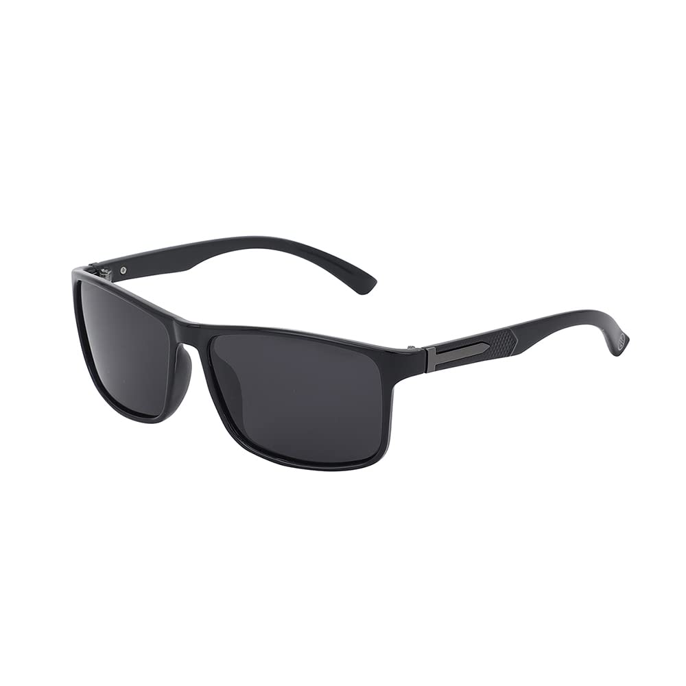 Carlton London-Premium-Men's-Black Toned Polarised and UV Protected Lens Square Sunglasses