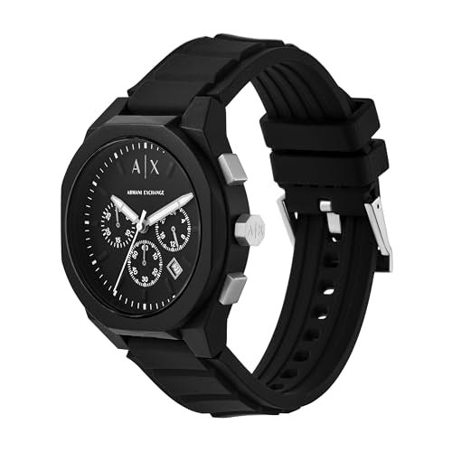 Armani Exchange Silicone Analog Black Dial Men Watch-Ax4161, Black Band