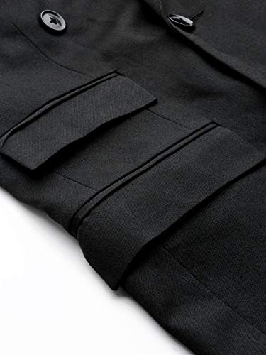 MANQ Men Black Solid Slim Fit Double Breasted Suit (Size: 40)
