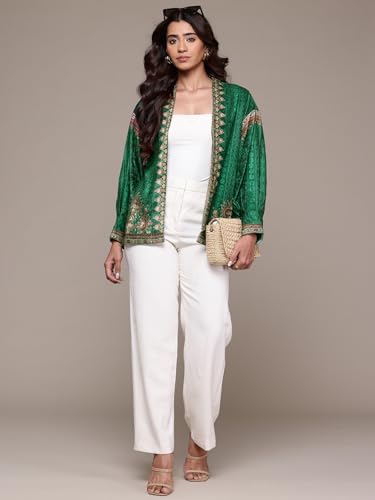 Aarke Ritu Kumar Emerald Green Velvet Shrug