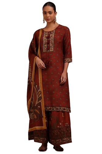 Soch Women's Muslin Salwar Suit Set (EWA5CD22280_Rust