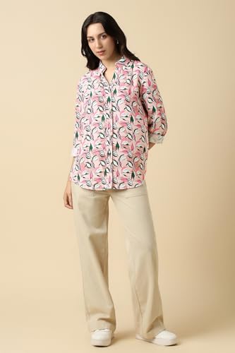 Allen Solly Women Pink Printed Long Sleeves Shirt