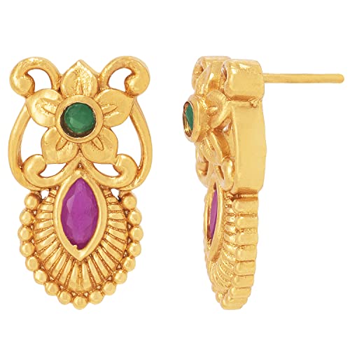 Peora Gold Plated Floral Designer Indian Traditional Necklace Earring Jewellery Set for Women Girls