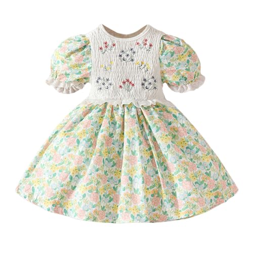 Hopscotch Girls Short Sleeves Floral Print White Color Casual Dresses (18-24 Months)