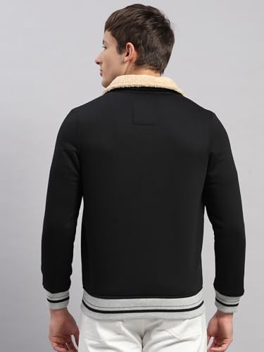 Monte Carlo Mens Regular Fit Solid Zipper Full Sleeve Winter Sweatshirt | Stylish Sweatshirt for Men |Comfortable Casual Winter Wear for Men's Black L (Pack of 1)