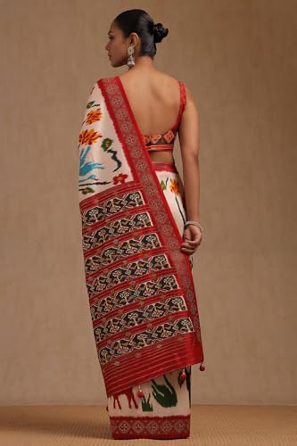 Soch Womens Multicolour Dola Silk Botanical Print Saree
