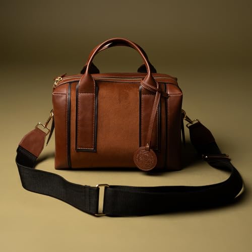 Theater Dr. Boulder Tan Suede Shoulder Bag for Women | Spacious Structured Handbag with Adjustable & Detachable Straps | Ideal for Office, Work, Travel & Daily Use