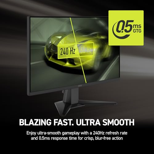 MSI MAG 245F X24 Gaming Monitor 24" 1920 x 1080 (FHD), 240 Hz, FreeSync Premium, HDR Compatible, HDMI, VGA Port, VESA Mount, Tilt, 4 Sides Thin Frame 0.5ms, Black