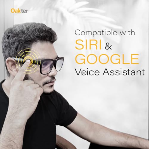 OAKTER Smart Glasses with Wireless Bluetooth | Hands-Free Calling | Open Ear Music | Sport Headset | Intelligent Eyewear | Connect with Your Mobile/Tablet | Black
