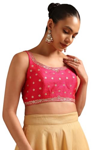 Soch Womens Fuchsia Tussar Embellished Blouse with Sequins