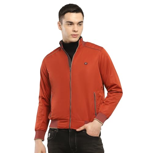 Monte Carlo Mens Solid Rust Mock Neck Full Sleeve Jacket (223056103-3-42)