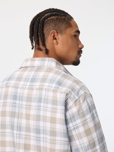 The Souled Store Plaid Shirt: Butternut Men and Boys Long Sleeve Spread Collar White and Beige Plaid Cotton Blend Lightweight Easy to Style Everyday Office Wear Casual Relaxed Shirt